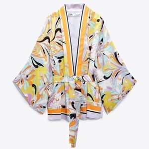 ZARA Printed Belted Kimono
